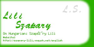 lili szapary business card